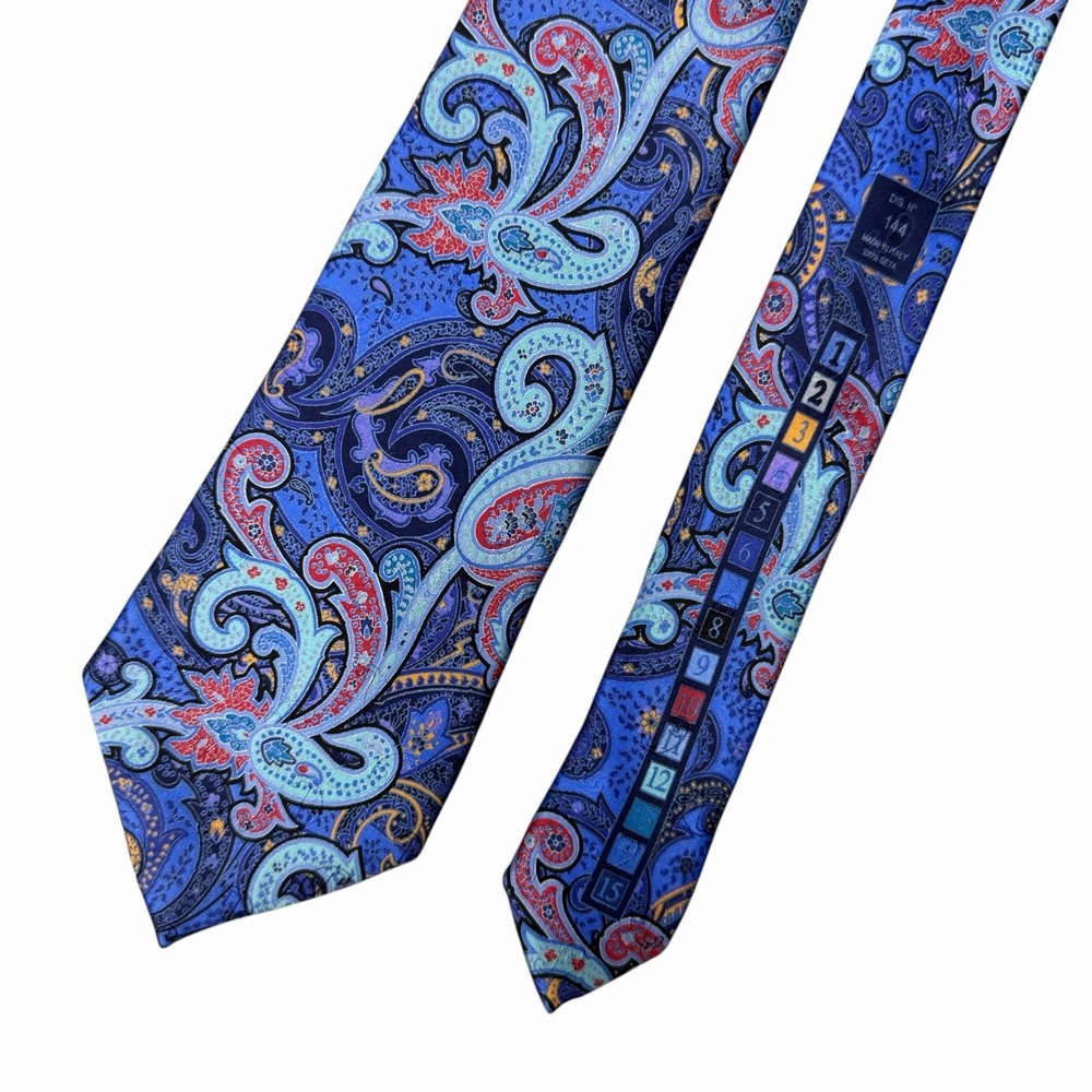 Ermenegildo Zegna Quindici #144 Men's Tie AOP Multicolor Paisley Silk 3.5" x 62"
